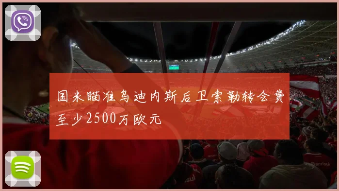 国米瞄准乌迪内斯后卫索勒转会费至少2500万欧元